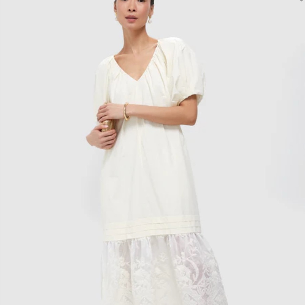 Tuckernuck Cream Gathered Dress